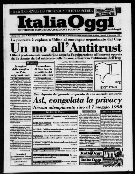 Italia oggi : quotidiano di economia finanza e politica